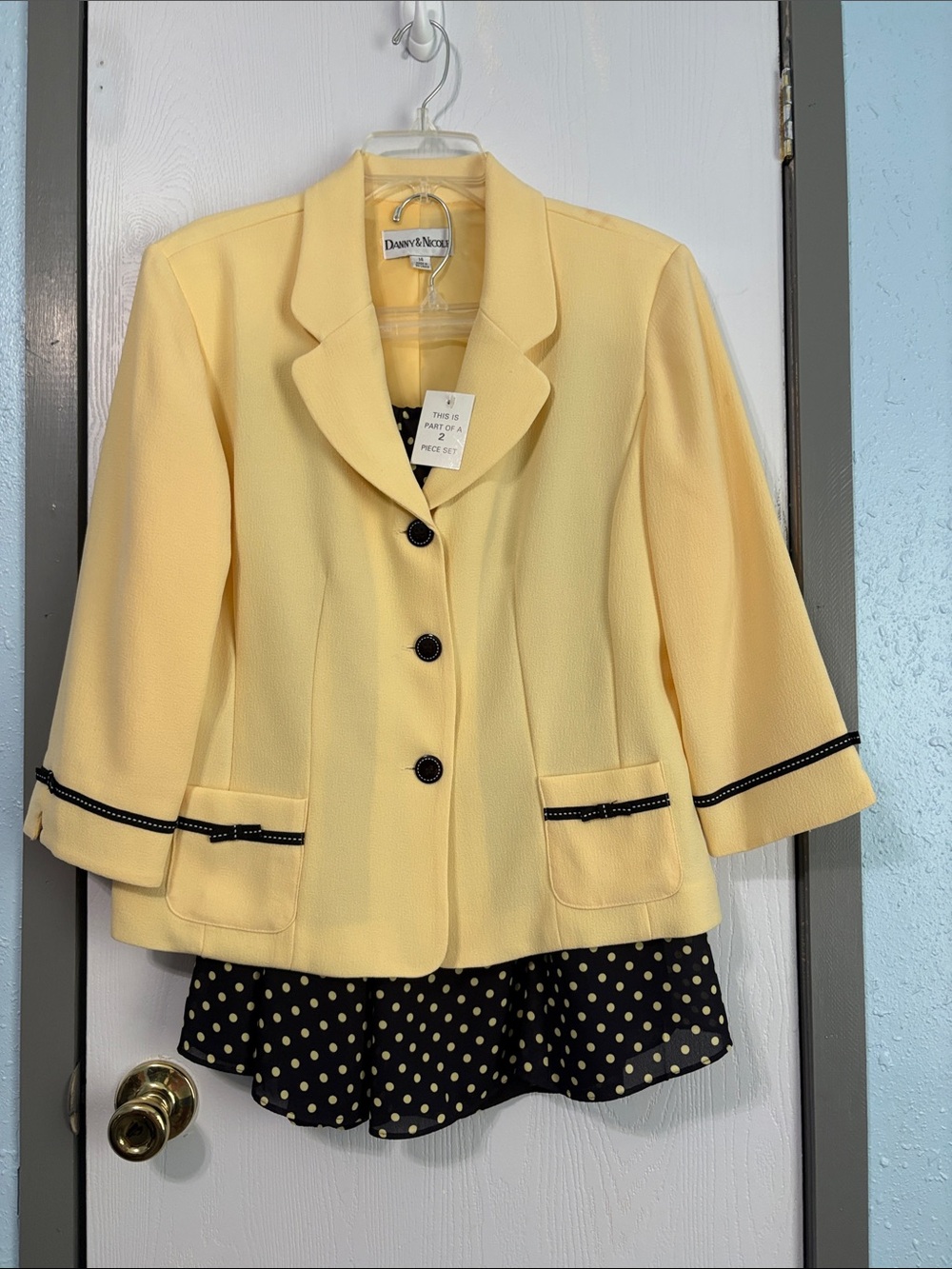 Danny & Nicole Pale Yellow Blazer with Black Trim